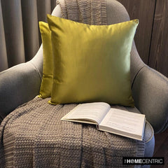 Chartreuse Satin Throw Pillow Cover - Chartreuse Slub Satin
