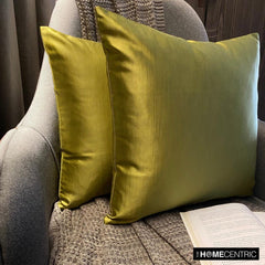Chartreuse Satin Throw Pillow Cover - Chartreuse Slub Satin