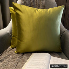 Chartreuse Satin Throw Pillow Cover - Chartreuse Slub Satin