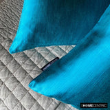 Turquoise Slub Satin - Turquoise Satin Throw Pillow Cover