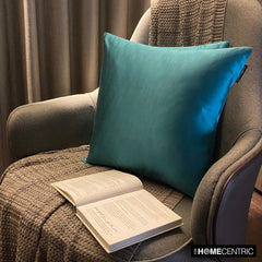 Turquoise Satin Throw Pillow Cover - Turquoise Slub Satin
