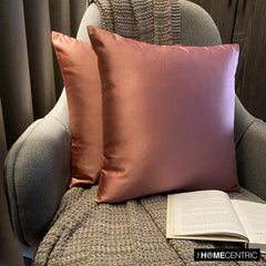 Pink Satin Throw Pillow Cover - Dusty Pink Slub Satin