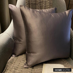 Ash Purple Satin Throw Pillow Cover - Ash Purple Slub Satin