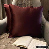 Wine Slub Satin - Wine & Purple Satin Throw Cushion Cover