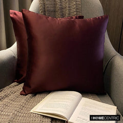 Wine & Purple Satin Throw Pillow Cover - Wine Slub Satin
