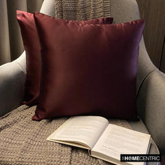 Wine & Purple Satin Throw Pillow Cover - Wine Slub Satin