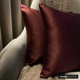 Wine Slub Satin - Wine & Purple Satin Throw Cushion Cover