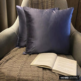 Midnight Blue Slub Satin - Blue Satin Throw Pillow Cover