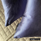 Midnight Blue Slub Satin - Blue Satin Throw Pillow Cover