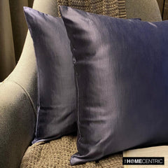 Blue Satin Throw Pillow Cover - Midnight Blue Slub Satin