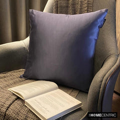 Blue Satin Throw Pillow Cover - Midnight Blue Slub Satin