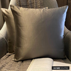 Taupe Satin Throw Pillow Cover - Taupe Gray Slub Satin