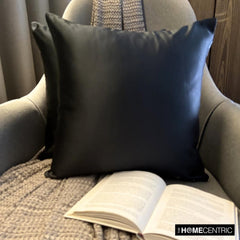 Black Satin Throw Pillow Cover Pack of 2 - Black Slub Satin