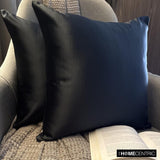 Black Slub Satin - Black Satin Throw Cushion Cover Pack of 2