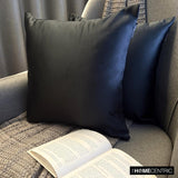 Black Slub Satin - Black Satin Throw Cushion Cover Pack of 2
