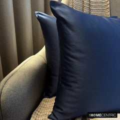 Navy Blue Satin Throw Pillow Cover - Navy Blue Slub Satin