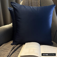 Navy Blue Satin Throw Pillow Cover - Navy Blue Slub Satin
