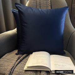 Navy Blue Satin Throw Pillow Cover - Navy Blue Slub Satin
