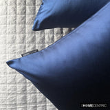 Navy Blue Slub Satin - Navy Blue Satin Throw Cushion Cover