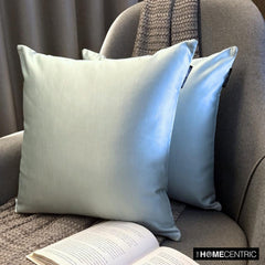 Ice Green Satin Throw Pillow Cover - Ice Green Slub Satin