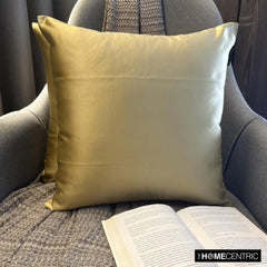 Light Gold Satin Throw Pillow Cover - Light Gold Slub Satin