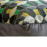 Green Shapes - Green Velvet Throw Cushion Cover