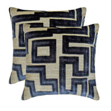Midnight Maze - Blue Velvet Throw Cushion Cover