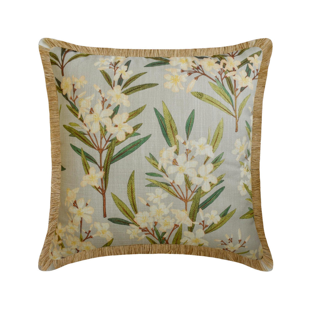 Petal Whisper - Gray Cotton  Throw Cushion Cover