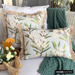 Petal Whisper - Gray Cotton  Throw Cushion Cover