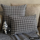 Checkmate Hound - Black And White Cotton Throw Cushion Cover
