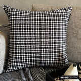 Checkmate Hound - Black And White Cotton Throw Cushion Cover