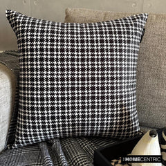 Black And White Cotton Throw Pillow Cover - Checkmate Hound