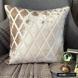 Rhombus Ivory - Ivory Velvet Throw Cushion Cover