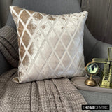 Rhombus Ivory - Ivory Velvet Throw Cushion Cover