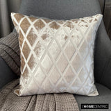 Rhombus Ivory - Ivory Velvet Throw Cushion Cover