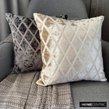 Rhombus Ivory - Ivory Velvet Throw Cushion Cover