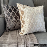 Rhombus Gray - Gray Velvet Throw Cushion Cover