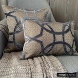 Ashen Interlock - Gray Velvet Throw Cushion Cover