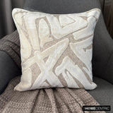 Velvet Strokes - Ivory Velvet Throw Cushion Cover