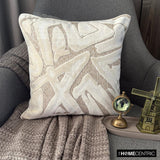 Velvet Strokes - Ivory Velvet Throw Cushion Cover