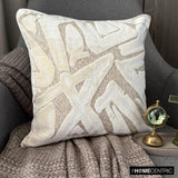 Velvet Strokes - Ivory Velvet Throw Cushion Cover
