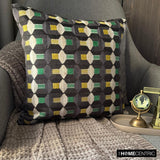 Green Shapes - Green Velvet Throw Cushion Cover
