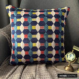 Blue Shapes - Blue Velvet Throw Cushion Cover