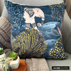 Trunk Tales - Blue Velvet Throw Cushion Cover