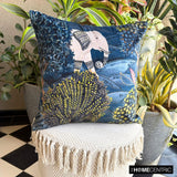 Trunk Tales - Blue Velvet Throw Cushion Cover
