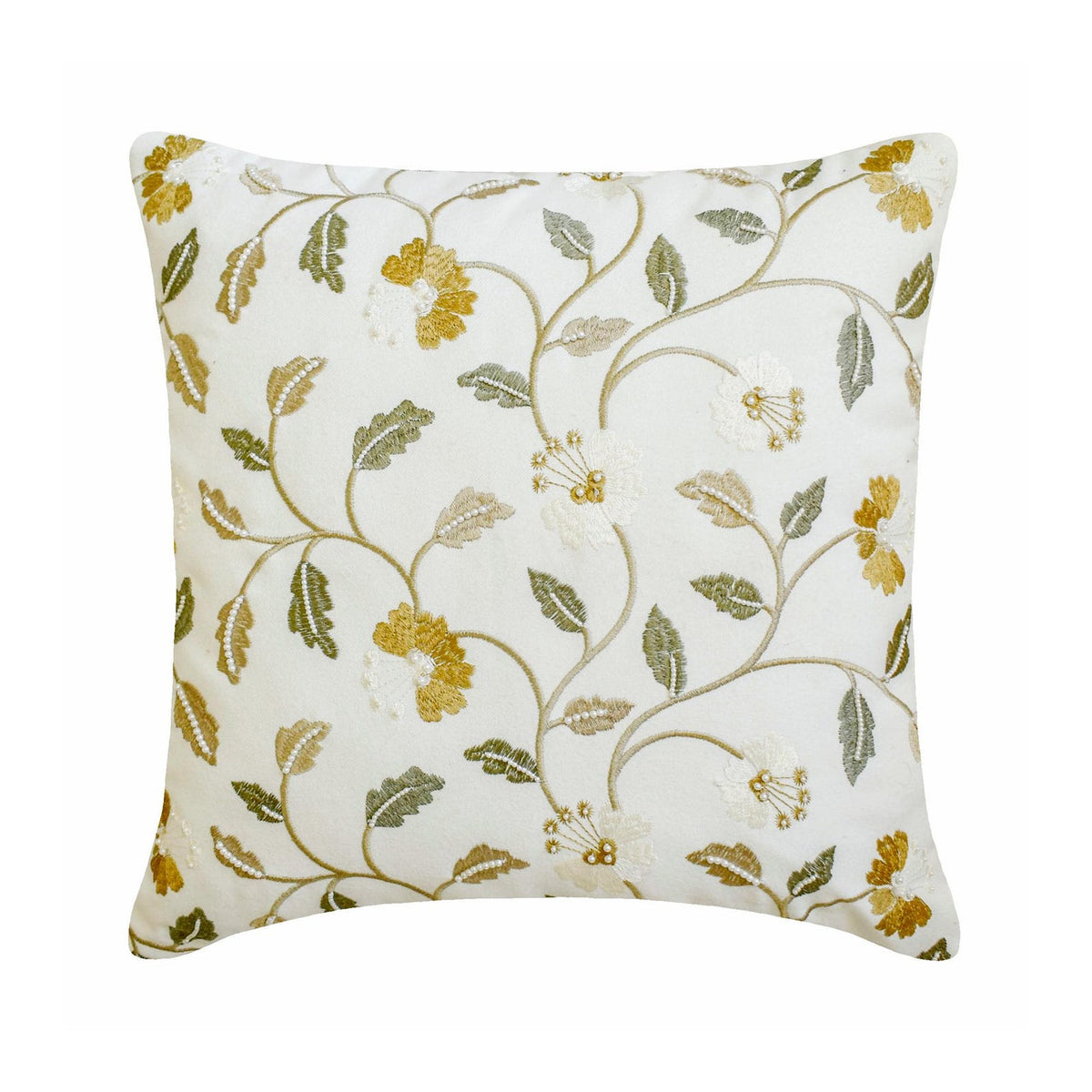 Amber Bloom - White Cotton  Throw Cushion Cover