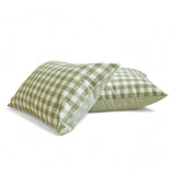 Green Cotton Lumbar Cushion Cover - Grid Loom Green