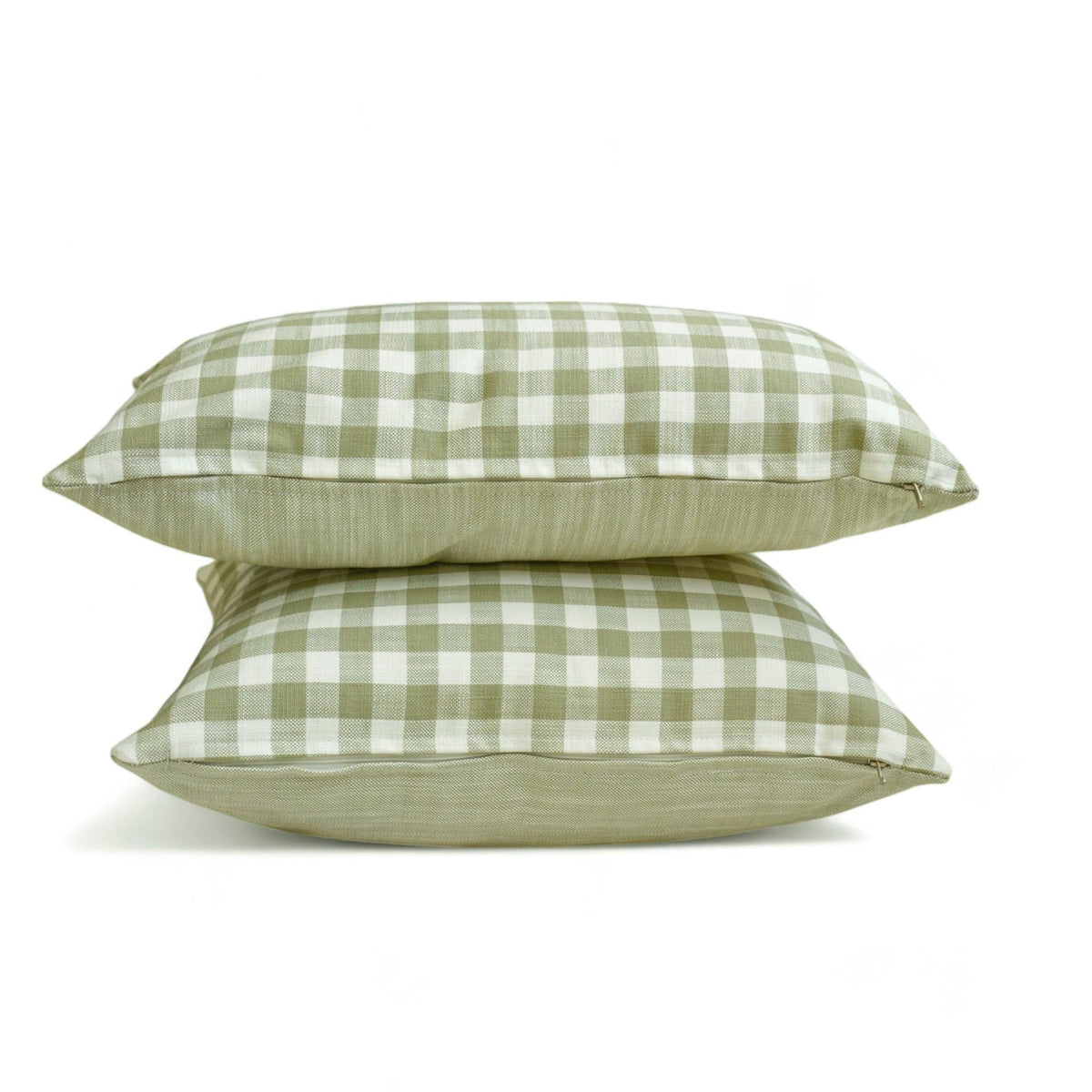 Green Cotton Lumbar Cushion Cover - Grid Loom Green