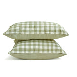 Green Cotton Lumbar Cushion Cover - Grid Loom Green