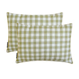 Green Cotton Lumbar Cushion Cover - Grid Loom Green